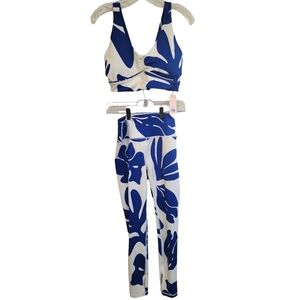 WILO Australia Cobalt Aloha Leggings Bra Top Workout Yoga Running Set L RARE